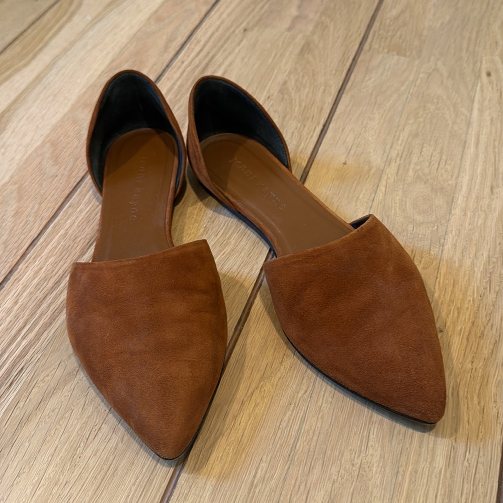 JENNI KAYNE d’Orsay Flats in Suede Vero Cuoio in Saddle (Camel) sz 37 RARE & EUC - Picture 5 of 11